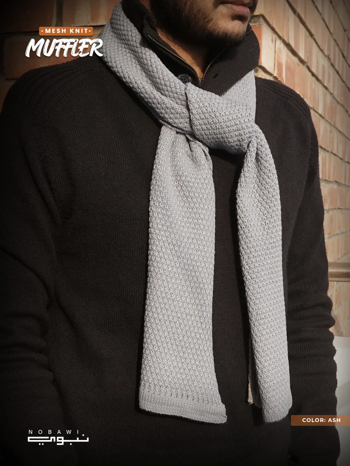 Mesh Knit Muffler Ash Mesh Knit Muffler - Image 1