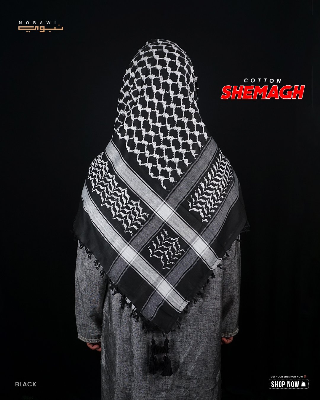 Cotton Shemagh Black Cotton Shemagh Black - Image 1