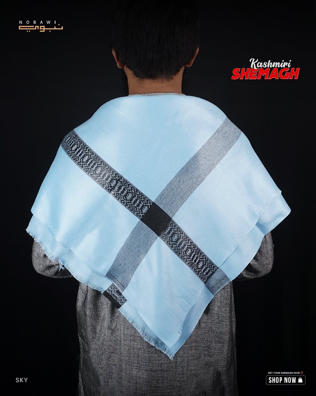 Kashmiri Shemagh Sky Kashmiri Shemagh - Image 1